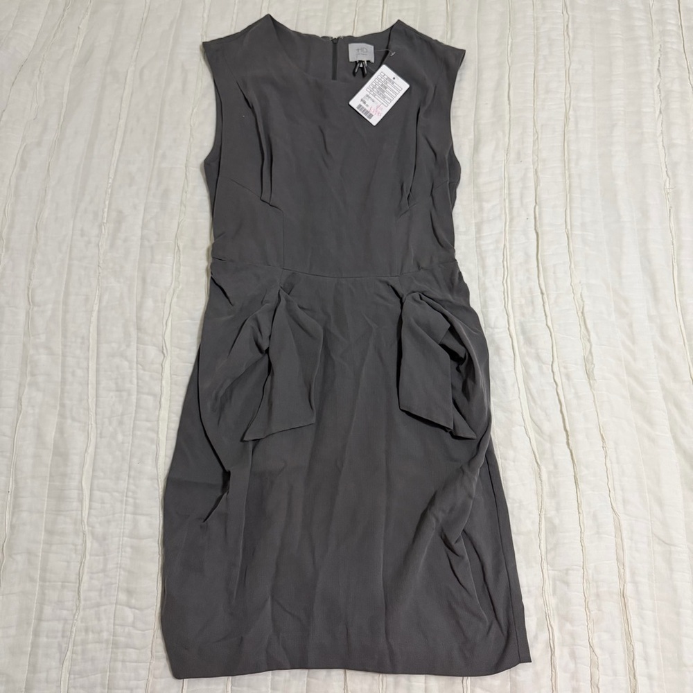 Anthropologie HD in Paris Hilda Sleeveless Silk Dress w/ Front Tie Gray 6
